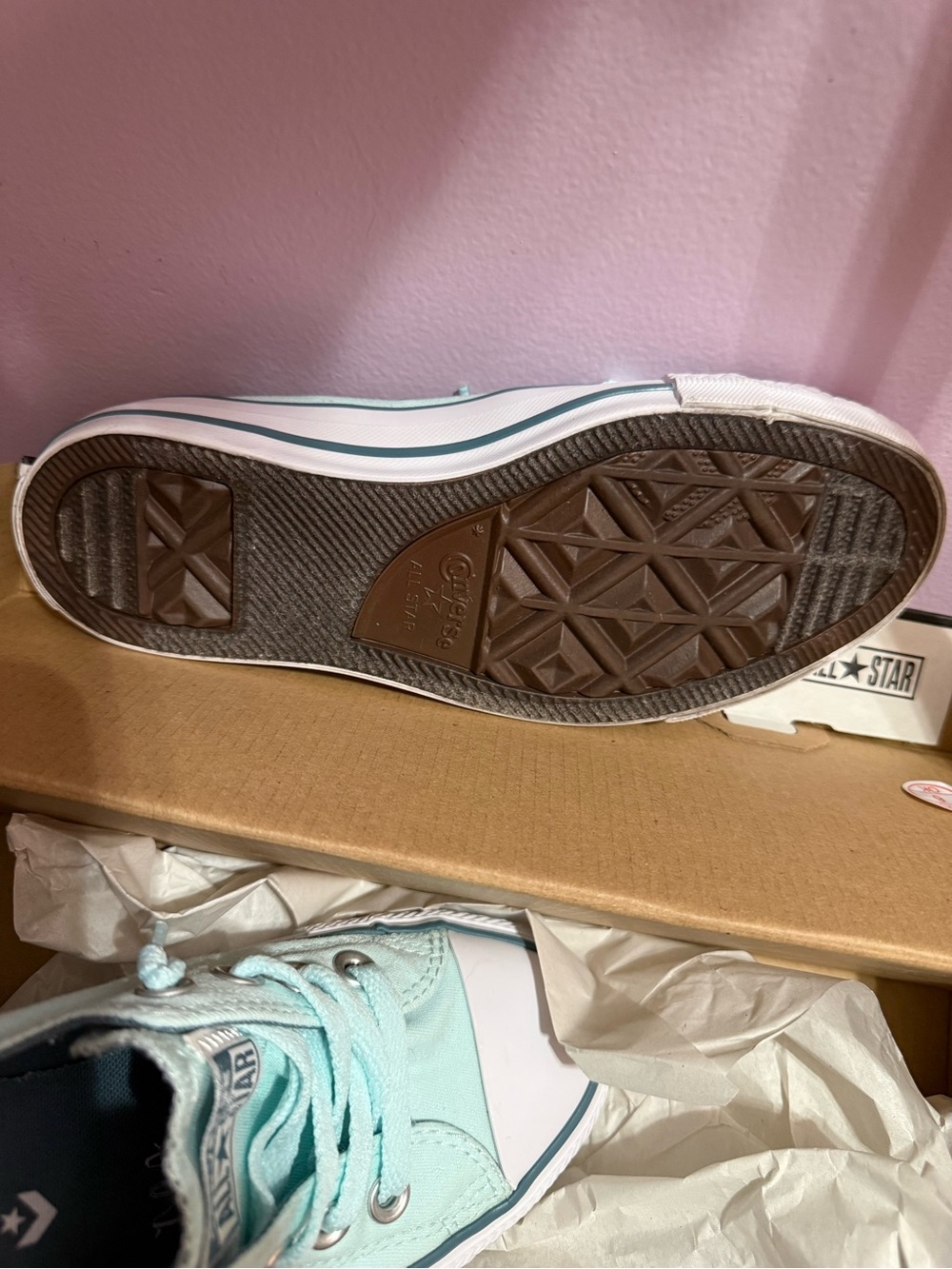 Converse Women’s CTAS Shoreline Low Top Slip-On Sneakers - Mint Teal White 6 - Picture 6 of 8
